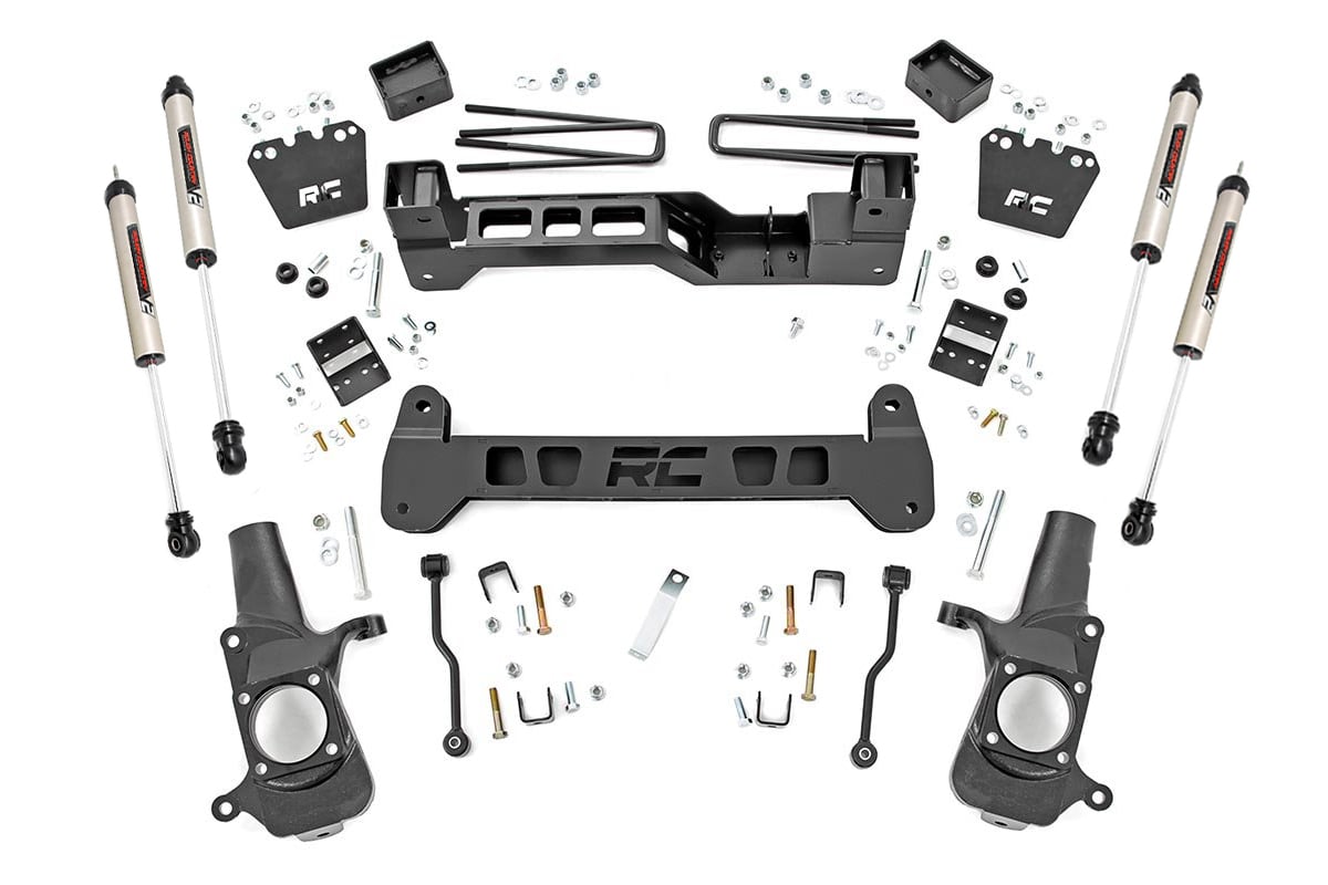 GMC Sierra 2500 HD Suspension Lift Kit - Front + Rear - Rough Country - 6 Inch Lift + V2 Shocks - '01-'10